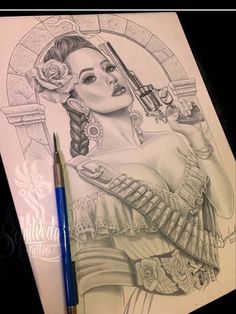 Kon Bleach, Aztec Artwork, Cowgirl Tattoos, Mexican Tattoo, Catrina Tattoo, Mexican Artwork, Mexican Art Tattoos, Aztec Tattoo Designs, Princess Tattoo