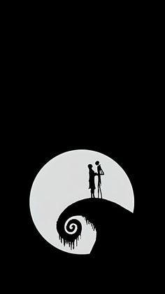 two people standing on top of a wave under a full moon