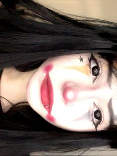 Hot Pink Clown Makeup, Makeup Ideas Color, White Base Makeup Ideas, Tiktok Clown Makeup, Clown Inspo Makeup, Easy Cute Clown Makeup, Easy Clown Makeup Scary, Clown Makeup Without White Face, Clown Makeup Inspo Colorful