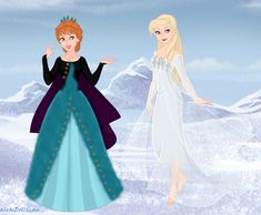 two frozen princesses standing next to each other