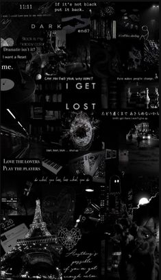 black and white collage with the words lost