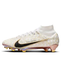 the nike vapor soccer shoe in white and gold