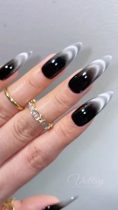 ✨Stunning Cat Eye French Tips over Black & White Ombré ✨ 🛒Products Used: ✨Solid Gel-14 Nightdream/ 31 Dreamful ✨Super Cat Eye… | Instagram Cat Eye French Tips, Black Cat Eye Nails, Black Ombre Nails, Black And White Nail Designs, Black French Nails, Black And White Nail Art, White And Black Cat, Airbrush Designs, Super Cat