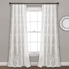 Amazon.com: Lush Decor Nova Ruffle Window Curtain Panel Pair, 42"W x 84"L, White : Home & Kitchen White Cotton Curtains, Ruffle Curtains, Dining Room Windows, Always Kiss Me Goodnight, Cottage Style Home, Tassel Curtains, Elegant Curtains, Cottage Style Homes