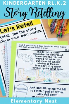 the story retelling for elementary students to learn how to write and draw with colored pencils