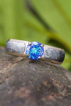 Tanzanite Engagement Ring with Meteorite Meteorite Engagement Ring, Gibeon Meteorite, Meteorite Jewelry, Blue Wedding Inspiration, Tanzanite Engagement Ring, Space Jewelry, Tanzanite Jewelry, Gorgeous Engagement Ring, Tanzanite Ring