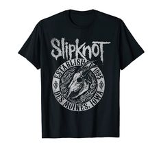 a black shirt with the words slipknott and an image of a horse