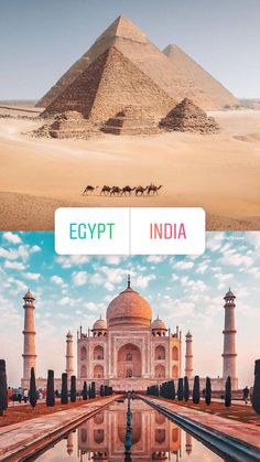 an image of the egyptian pyramids in egypt and india with caption that reads egypt, india