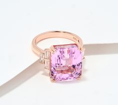 One flick of your hand will turn heads (we are certain!) when you wear this beguiling ring that showcases a substantially sized kunzite gemstone framed on either side with diamonds. Too beautiful to wear only on formal occasions, this posh piece is willing and able to elevate just about anything in your wardrobe. From Effy. Kunzite Ring, Crystal Wedding, Gems Jewelry, Baguette Diamond, Pearl Ring, Wedding Inspo, Wedding Rings Engagement, Eyelashes, Wedding Bands