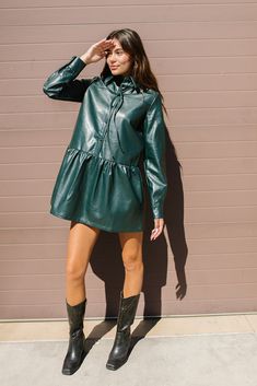 Abercrombie Dress, Faux Leather Dress, Viscose Fabric, Leather Dress, Cuff Sleeves, Green Dress, Sale Items, Final Sale, Fashion Blog