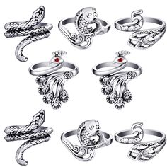 PRICES MAY VARY. Rich package: you will receive 8 pieces adjustable knitting loop rings in 4 different animal shapes, including open-screen peacock, closed-eye peacock, fish and snake, 2 pieces per style, various and sufficient for meeting your diverse knitting needs Multi-functions: with crochet loop rings, you can use them for knitting dresses, shirts, costumes, skirts, uniforms and so on, help you speed up the knitting project when you are sewing, and at the same time protect your fingers and Yarn Ring, Yarn Guide, Crochet Loop, Ring Crochet, Crochet Ring, Tension Ring, Peacock Ring, Crochet Rings, Braided Ring