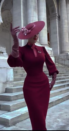 Elegant Hat Outfits, 1950s Fashion Women Dresses Classy, Old Fashion Dresses Vintage 1950s, Vintage Styles For Ladies, 1950 Fashion Women Classy, Oldies Clothes, 50s Fashion For Women, Classy Vintage Outfits, Feminine Winter