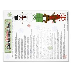 a christmas brochure with reindeers and snowmen on the front, text reads pass the price christmas hoy - money designs