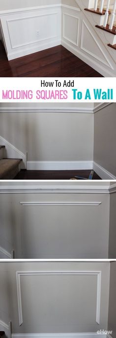 the bottom half of a stair case with molding on top and bottom half off