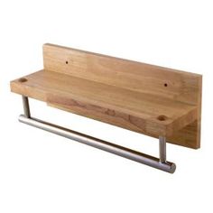 a wooden bench sitting on top of a metal rail