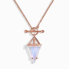 Moonstone Pendant, Rose Gold Moonstone Necklace, Geometric Moonstone Necklace, Statement Moonstone Jewelry, Triangle Crystal Necklace This eye-catching pendant necklace features a stunning geometric triangle design in rose gold, beautifully holding a faceted moonstone. The moonstone's soft, iridescent glow contrasts elegantly with the sleek, minimalist lines of the metal. Perfect for layering or wearing solo, this necklace is a versatile accessory that adds a modern, chic touch to any outfit. Id Moonstone Pendant Necklace, Gem Diamonds, Moonstone Stone, Design Minimalist, Triangle Design, Moonstone Earrings, Necklace Unique, Moonstone Necklace, Moonstone Jewelry