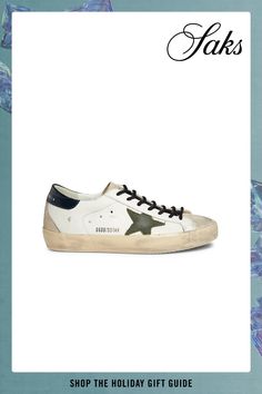 Made in Italy, Golden Goose's Super Star sneakers are crafted of leather and suede and features a canvas star accent at the side. Round toe Lace-up style Leather/suede upper Textile lining Rubber sole Made in Italy SIZE Platform height: about 1 (25mm) Star Sneakers, Super Star, Suede Sneakers, Golden Goose, Up Styles, Apparel Accessories, Rubber Sole, In Italy, Lace Up