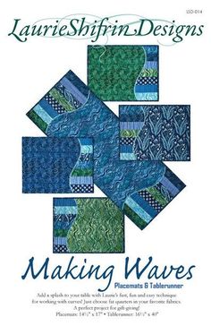 Making Waves Tablerunner & Placemats Blue Quilt Patterns, Quilted Placemat Patterns, Quilting Books, Place Mats Quilted, Rainbow Quilt, Placemats Patterns, Quilted Table Toppers, Table Runner Pattern, Table Runner And Placemats