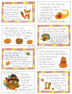 an image of thanksgiving cards with words and pictures on the front, in different colors