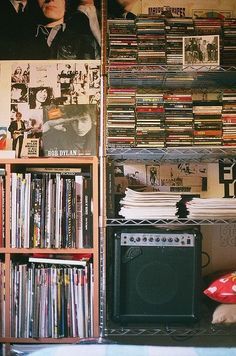 a room filled with lots of records and cds