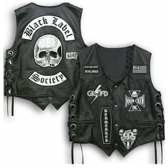 Black Label Society Doom Crew Vest | Men Gothic Biker Leather Vest Black Label Society Doom Crew Vest / Men's Genuine Leather Black Biker Waistcoat features: Material: Real Cowhide mild Leather Round Neck Color : Black Front Button Closure Two side pockets White Patches at front This Zakk Wylde Black Label Society Biker Genuine Leather Vest Jacket BLS Patches is best costume for Party & Halloween Inspiration : Inspired by Black Label Society (BLS) Jacket Hunt Shipping Policy: Jacket Hunt par Anime Jacket, Christmas Jacket, Sports Jackets Women, Vest Men, White Patches