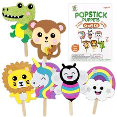 the popstick puppets are designed to look like animals