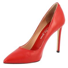 Elegant high heel pumps for women

 Red brushed leather



 Heel height: 10cm





 Leather sole



 Handcrafted



 Made in Italy



 Composition:

 Upper: 100% Leather
 Bottom: 100% Leather
 Lining: 100% Leather
 Insole: 100% Leather Elegant High Heels, Pumps Shoes, Heels Pumps, Heel Pumps, Handmade Shoes, High Heel Pumps, Pump Shoes, Elegant Woman, Shoe Brands