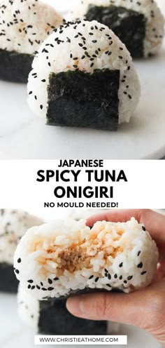 there is a sushi roll with rice and black sesame sprinkles on it