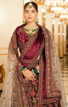 Lehenga With Double Dupatta, Heavy Bridal Lehenga, Double Dupatta, Red Wedding Lehenga, Lehenga Heavy, Lehenga Latest, Lehenga For Girls, Maroon Lehenga