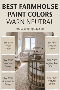 Best Farmhouse Paint Colors by Sherwin Williams – Warm Neutral Best Farmhouse Paint Colors, Country Paint Colors, Farmhouse Paint Colors Interior, Modern Farmhouse Paint Colors, Paint Pallets, Best Farmhouse, Farmhouse Paint Colors, Farmhouse Paint