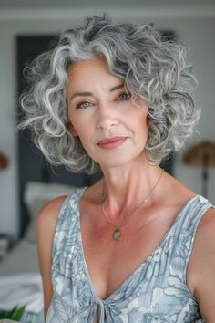 40 Grey Curly Hair Hairstyles to Highlight Your Best Features Highlights For Grey Hair Going Gray, Styled Bob, Gray Curls, Curly Silver Hair, Long To Short Haircut, Hair Styles For Medium Hair, Styles For Medium Hair, Grey Bob Hairstyles, Highlights Natural