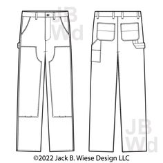 Double Knee Carpenter Pants Work Skate Straight Leg Flat Technical Drawing Illustration Blank Workwear Streetwear Mock-up Template for Design and Tech Packs CAD. Double Knee Carpenter Pants, Pants Patterns, Class G, Pants Drawing, Clothing Templates, Apparel Design Inspiration, Fashion Vector, Workwear Streetwear, Cloth Brand