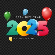 happy new year 2013 with balloons and streamers on black transparent background epstng