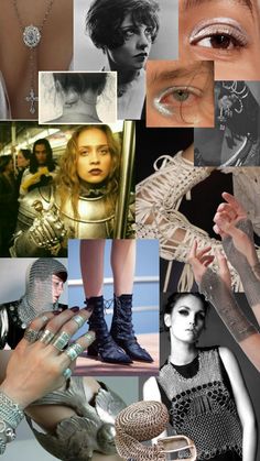 the collage shows many different types of women's clothing and accessories, including jewelry