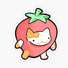 a sticker with a cat inside of a strawberry