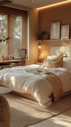 Transform your space into a cozy sanctuary with soft textiles, warm lighting, and inviting decor. Embrace comfort and style for the perfect bedroom retreat.   Keywords: cozy bedroom, warm decor, soft textiles, inviting space  Hashtags: #CozyBedroom #HomeDecor #InteriorDesign #BedroomInspo #WarmAndInviting Room With No Light Ideas, Apartment Lighting Aesthetic, Warm Minimalist Bedroom, Cozy Beige Bedroom, Warm Lighting Bedroom, Ambient Lighting Bedroom, Bedroom Mood Lighting, Warm Bedroom Aesthetic, Cozy Bedroom Lighting