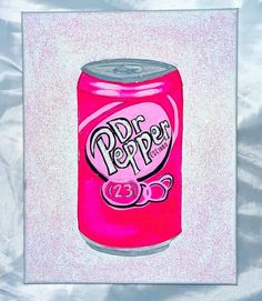 a painting of a pink soda can with the word dr pepper on it's side