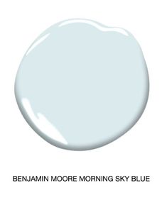 a white paint bottle with the words benjam more morning sky blue