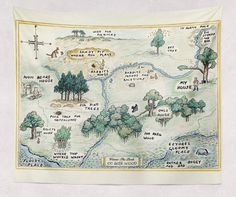 a map with trees and animals on it