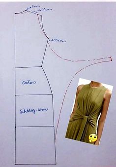 a woman's dress is drawn on a piece of paper