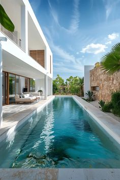 a large swimming pool in the middle of a house