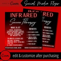 two flyers for an event with the words infrared red