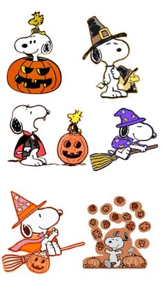 snoop and his friends in halloween costumes with pumpkins, jack - o'- lanterns, and ghost