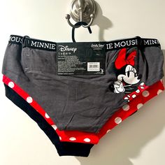 Disney Minnie Mouse 3 Pack Hipsters Women’s Underwear Cotton Size Large New 95% Cotton 5% Spandex Hipster Women, Lingerie Outfits, New Color, Black Red, Minnie Mouse, Black And Red, Lingerie, Spandex, Disney