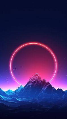 Neon light circle snowy mountains outdoors nature. | premium image by rawpixel.com / Chalr Iphone Sunset Wallpaper, Iphone Wallpaper Neon, Iphone Neon Wallpaper, Neon Mountain, Sunset Wallpaper Iphone, Makeup Brushes And Sponges, Light Circle, 3d Wallpaper Abstract, Neon Car