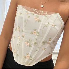 - 9/10 Condition, Never Worn But Has Some Discoloration On The Inside And Every Bottom As Pictured - Open To Offers - Ask Me Questions - Bundle To Save Bandeau Corset With Boned Bodice For Spring, Spring Bandeau Corset With Boned Bodice, Elegant Strapless Spring Bodice, White Sweetheart Neckline Corset For Spring, Strapless Fitted Bodice For Spring, Summer Bandeau Corset With Fitted Bodice, White Sleeveless Crop Top With Boned Bodice, Sleeveless Bodice For Spring, Strapless Boned Bodice For Spring