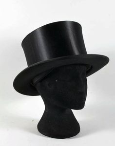 Adjustable Black Handmade Top Hat, Vintage Black Top Hat, Vintage Black Adjustable Top Hat, Classic Wide Brim Top Hat, One Size, Steampunk 4" Top Hat, Black Top Hat, Top Hat, Beautiful Hats, Hat Sizes