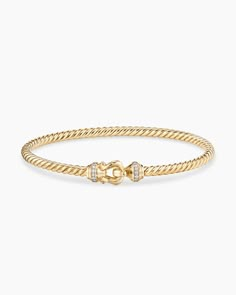 Buckle Cablespira® Bracelet in 18K Yellow Gold with Diamonds, 3.5mm Bracelets Expensive, Artistic Signature, Bling Accessories, Gold Bracelets Stacked, Petite Jewelry, Jewelry Wishlist, David Yurman Bracelet, Women's Bracelets, Buckle Bracelet