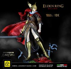 Discover Malenia's stunning premium collectible statue, Blade of Miquella, a must-have for any Elden Ring fan. This exclusive statue is made with advanced ABS TECH technology with high toughness and 12K resolution, ensuring exceptional quality and unparalleled impact resistance. The incredibly detailed coloring captures every aspect of the iconic Elden Ring character, making it a faithful and fascinating representation. Every detail, from the finely sculpted armor to the evocative battle effects, is crafted with meticulous precision to deliver a breathtaking viewing experience. Perfect for Elden Ring collectors and enthusiasts, this Malenia statue is ideal for enriching any collection of Elden Ring collectibles. Whether for a special gift or a precious addition to your collection, this sta Elden Ring Character, Blade Of Miquella, Character Making, Ring Game, Elden Ring, Custom Action Figures, Video Game Characters, Art And Technology, Conversation Piece