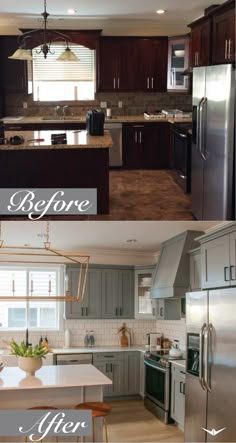 before and after pictures of a kitchen remodel